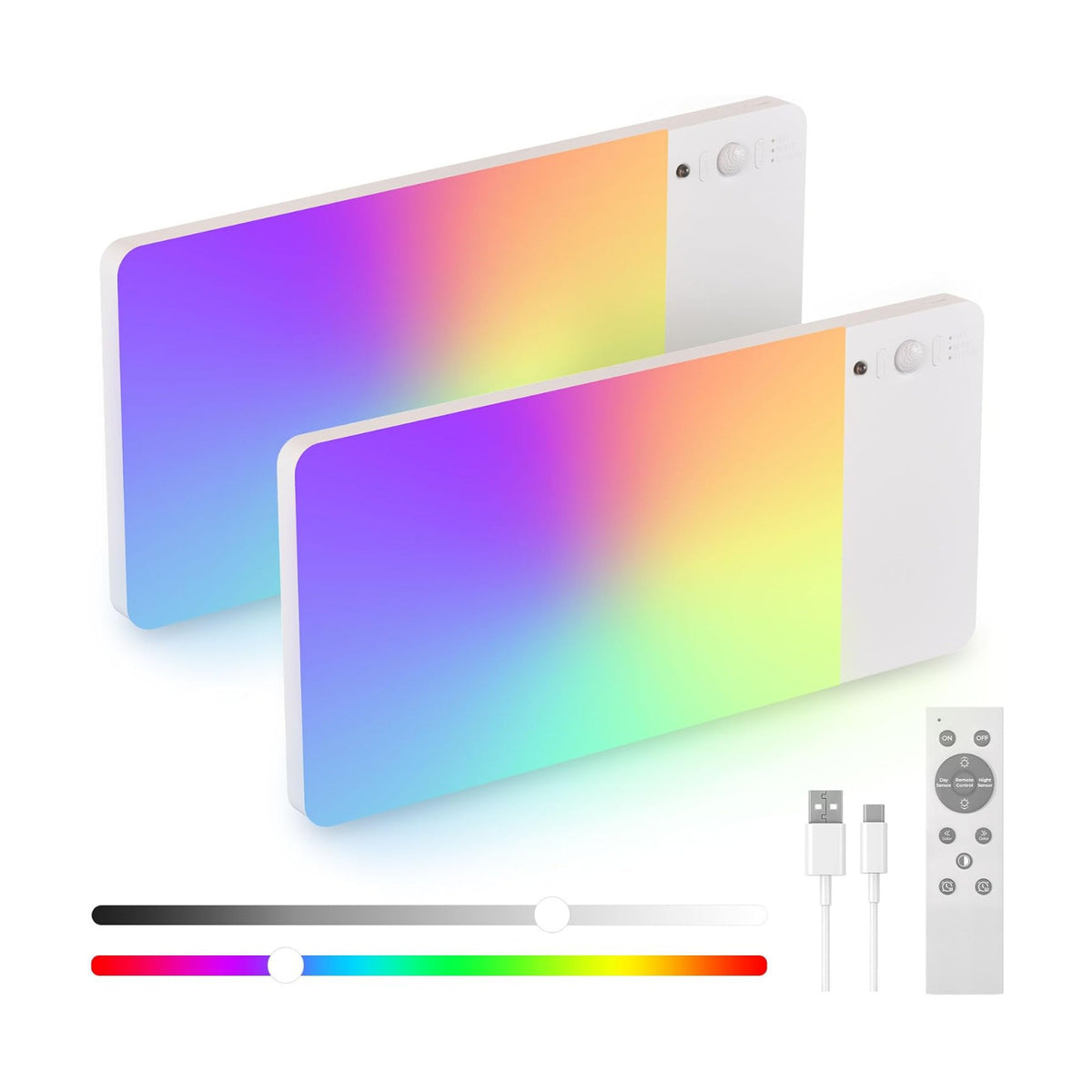 FULEN 2 Pack Rechargeable Motion Sensor Ceiling Light with RGB Color | FULEN Battery Operated Closet Lights, Ceiling