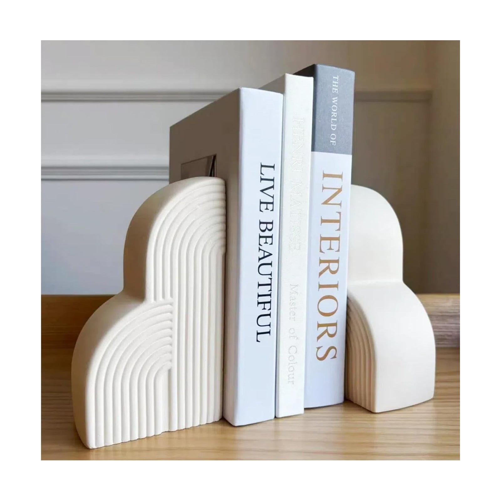 Book Ends / Bookends Decorative for Heavy Books / Cream White