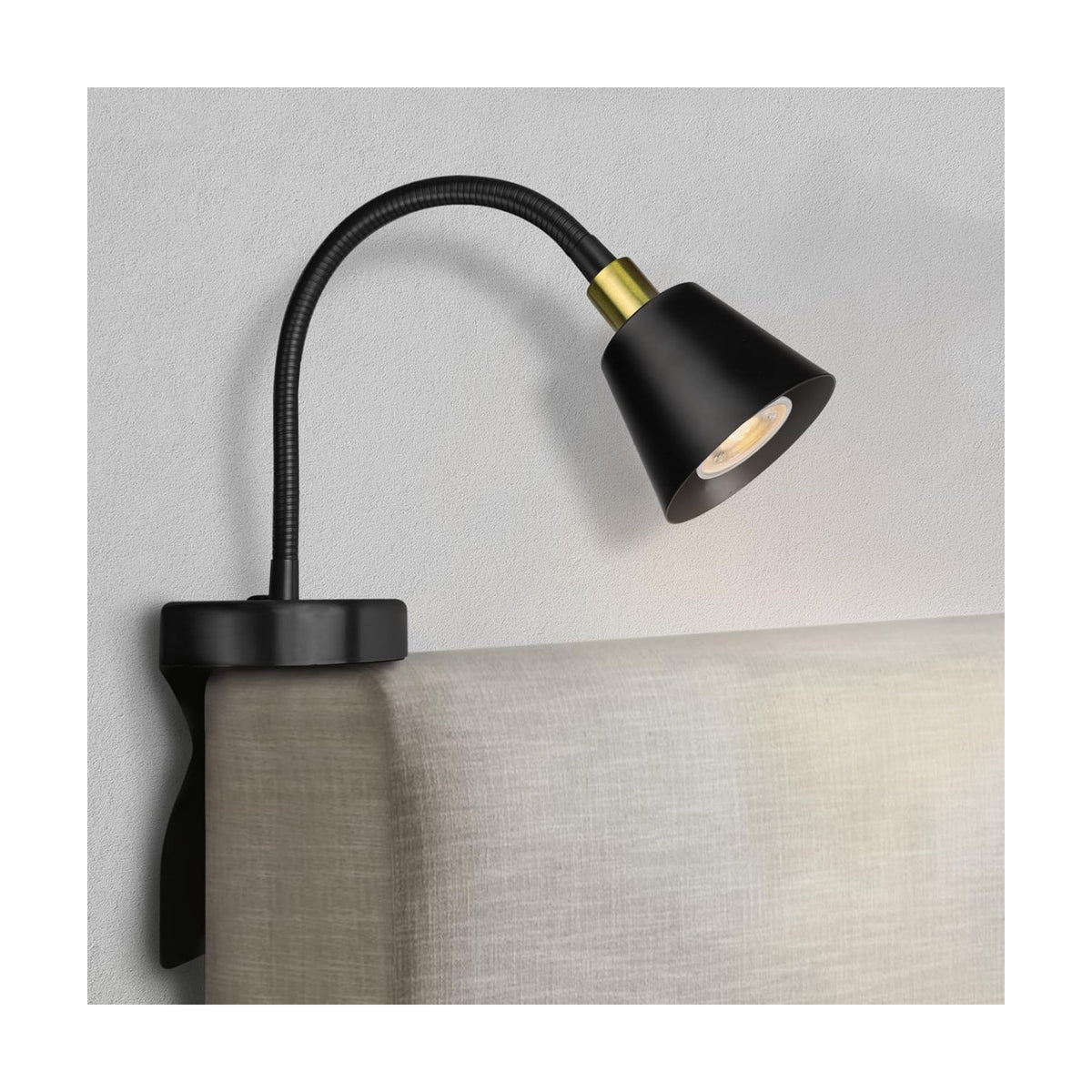 Patented Innovative Design Headboard Reading Light. No Drilling Golden Book Light for Bedtime Reading. Dimmable LED