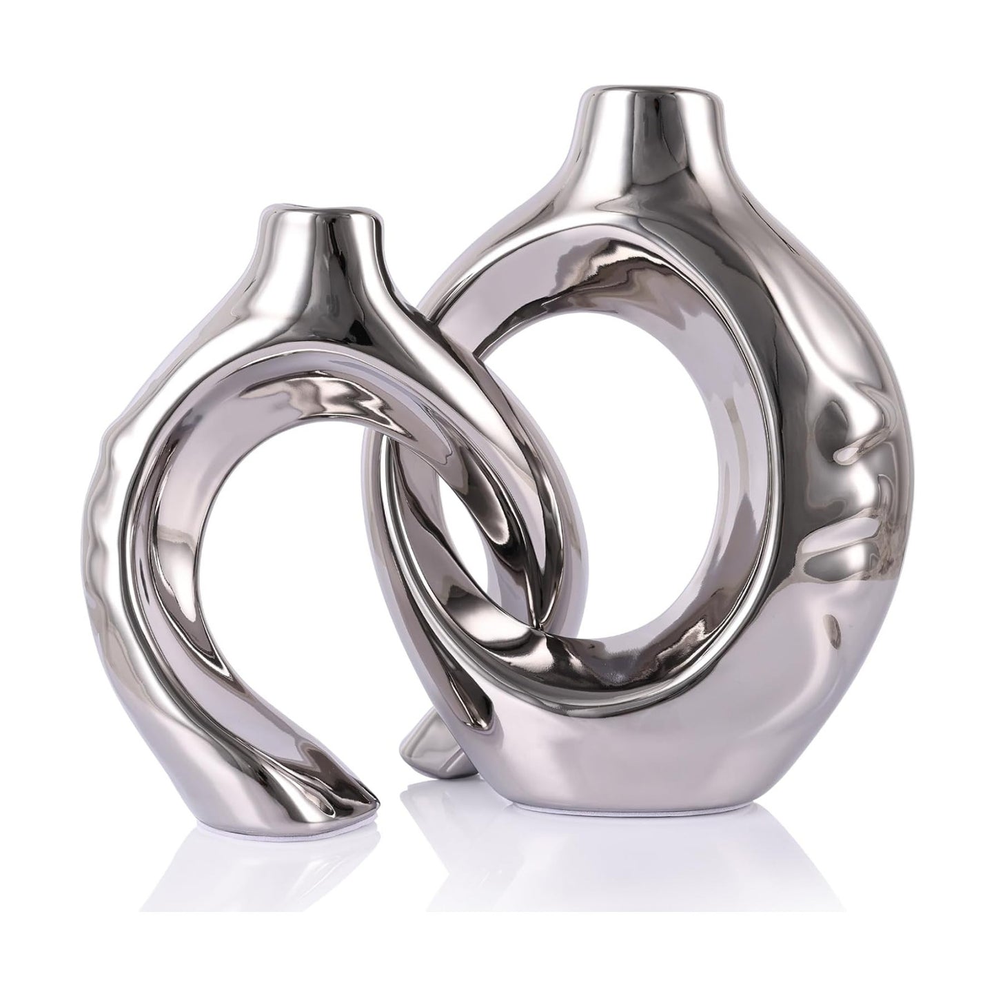 Home Decor Ceramic Vase / Silver / Set of 2