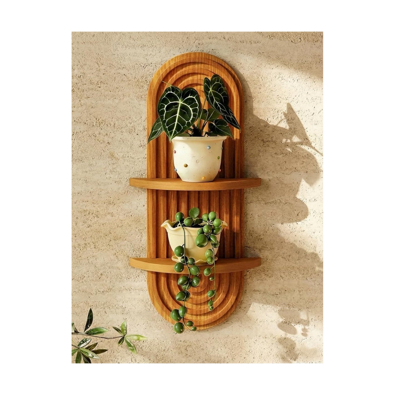 Boho Wall Decor Brown Plant Wall Shelf / Brown - Glossy / 16.7
