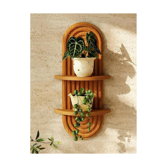 Boho Wall Decor Brown Plant Wall Shelf / Brown - Glossy / 16.7