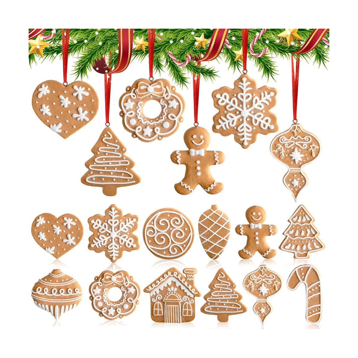 Gingerbread Christmas Tree Decorations Cookie Ornaments Xmas Decor