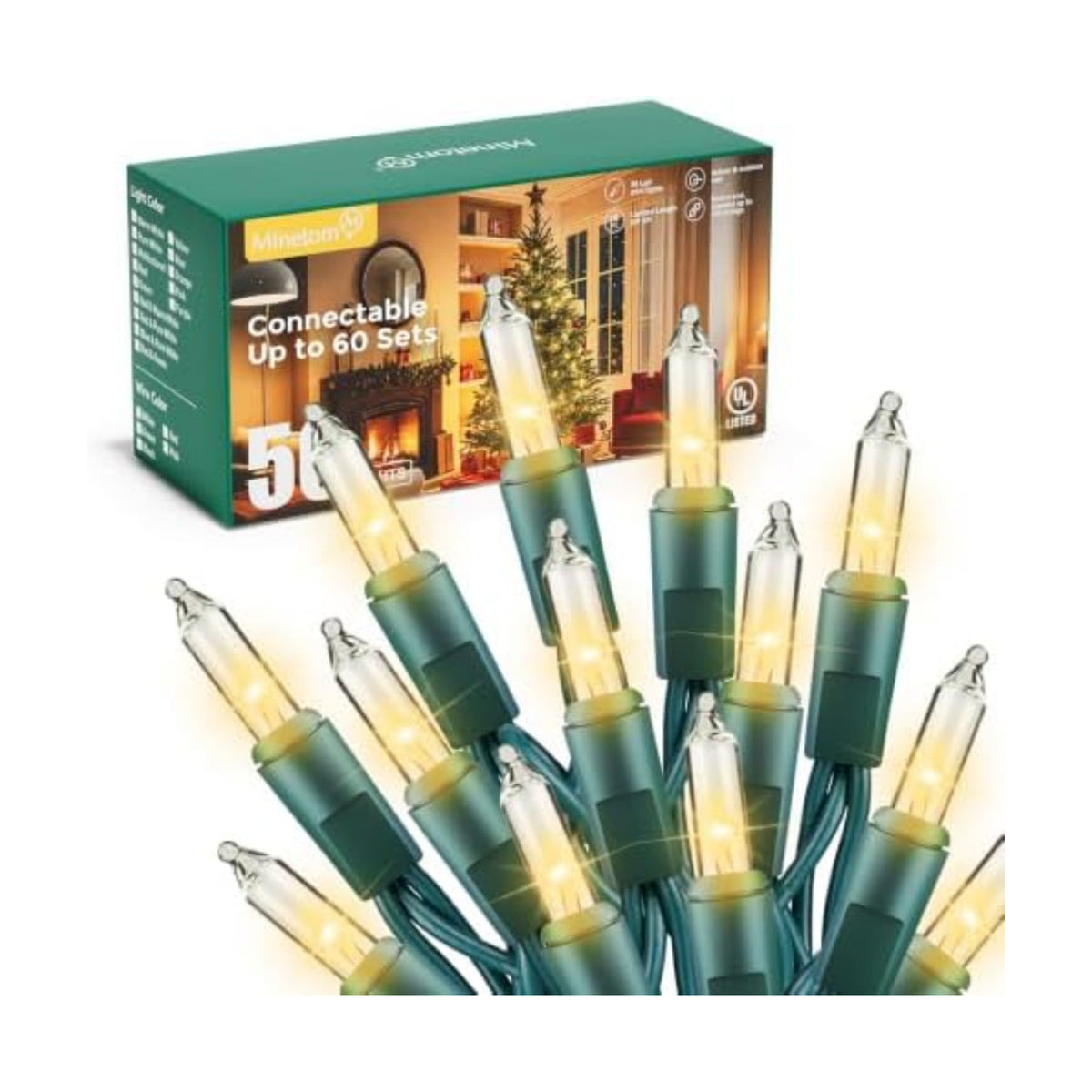 Minetom LED Clear Christmas String Lights, 50 Count 10 Feet LED Christmas Lights Bulb, Christmas Decorations Indoor, White Christma Tree Lights for Indoor Outdoor Xmas Wedding Party Festival