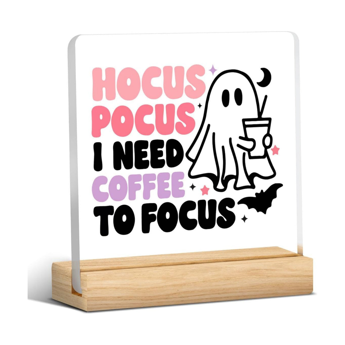 Cute Hocus Pocus Decor Halloween Ghost Coffee Acrylic Sign