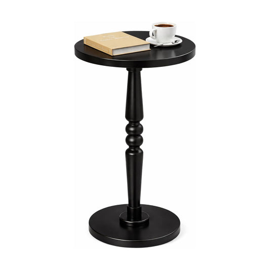 Solid Wood Top and Pedestal Leg / Black