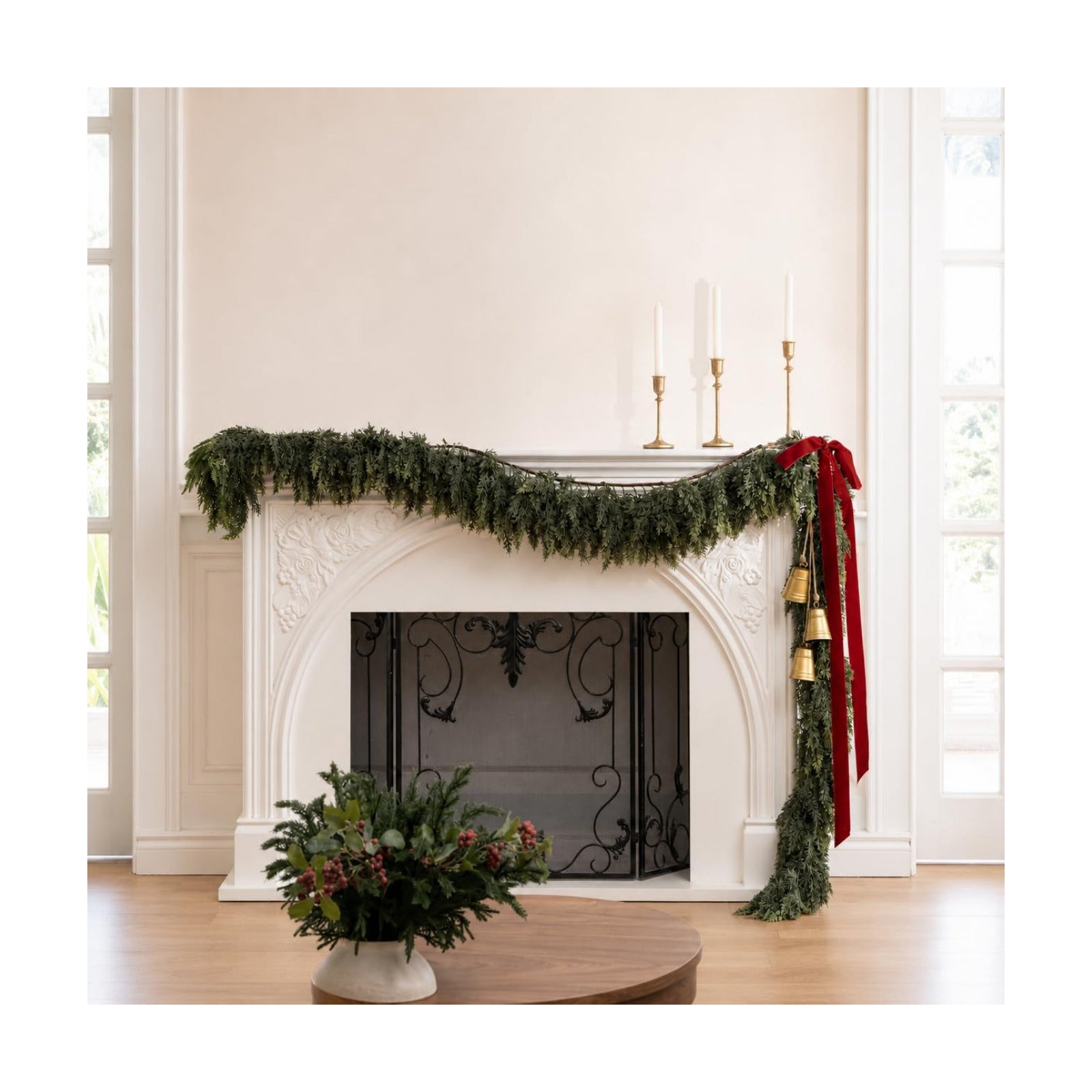 Avoeco Deluxe 9FT Real Touch Cedar Christmas Garland | Lush Soft Natural-Drape Artificial Greenery Christmas Decor
