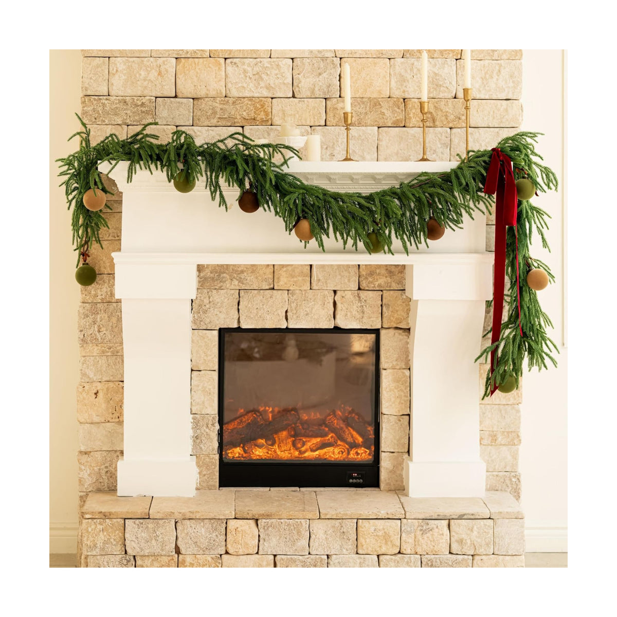 Avoeco Deluxe 9FT Real Touch Norfolk Pine Christmas Garland | Full Realistic Artificial Greenery Christmas Decor