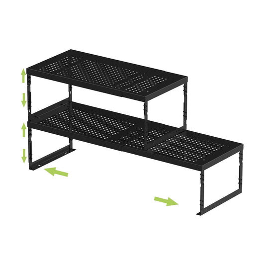 Jojocross Adjustable Stackable Metal Storage Shelf Organizer - Expandable Wire Rack with Perforations for Kitchen