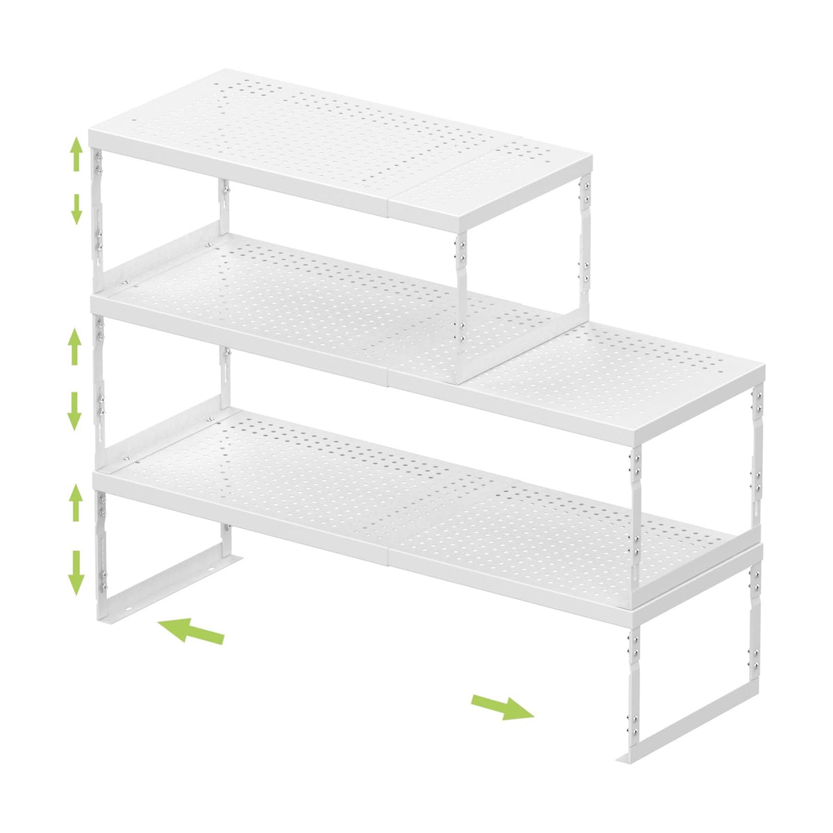 Jojocross Adjustable Stackable Metal Storage Shelf Organizer - Expandable Wire Rack with Perforations for Kitchen