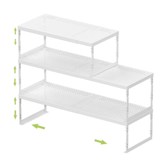 Jojocross Adjustable Stackable Metal Storage Shelf Organizer - Expandable Wire Rack with Perforations for Kitchen