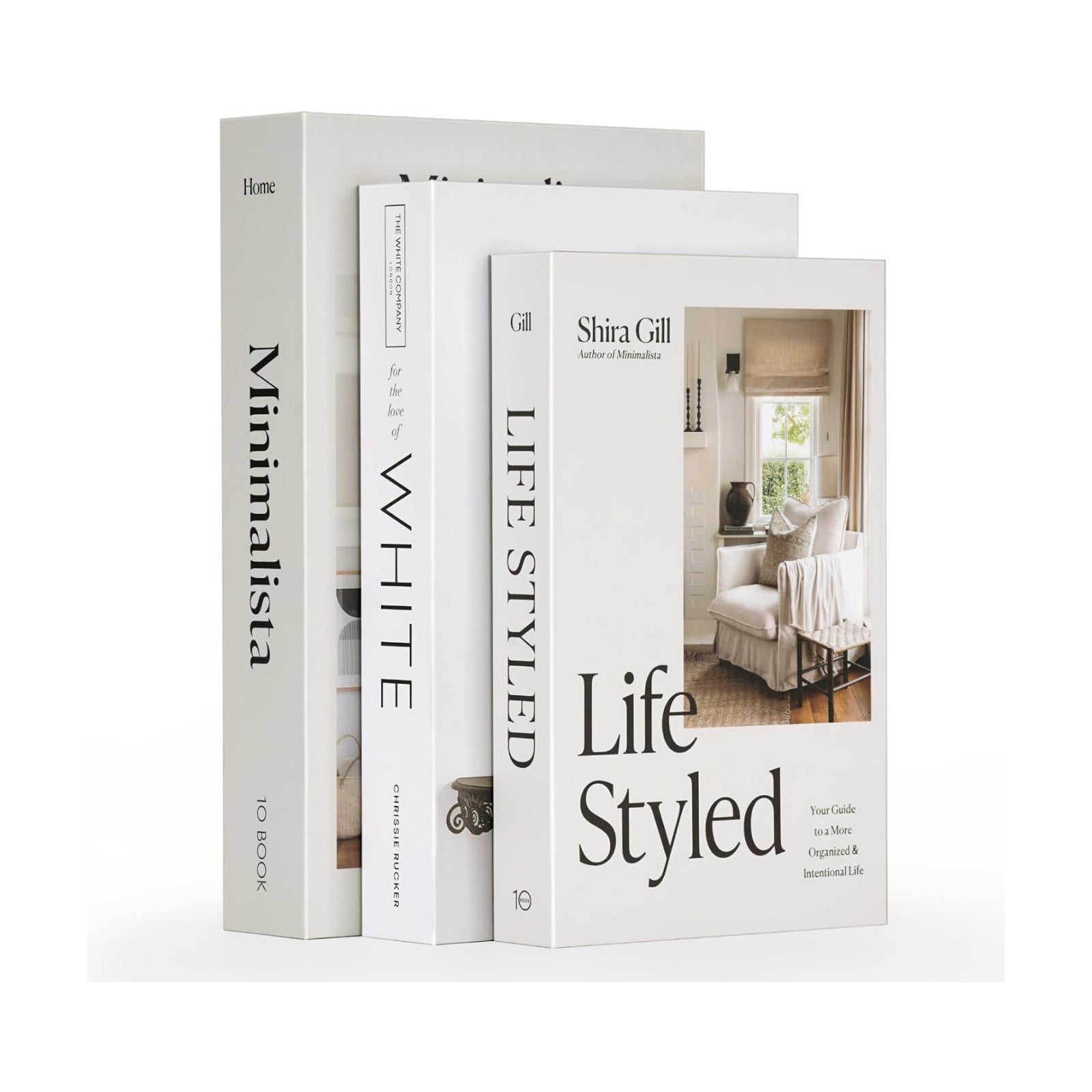 Large Faux Book Boxes / Gentle Glow | Ivory Blend / Set of 3