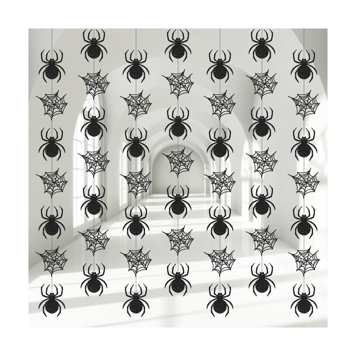 Xinnun 8 Pcs Halloween Party Decorations Spider Web Garlands Banners