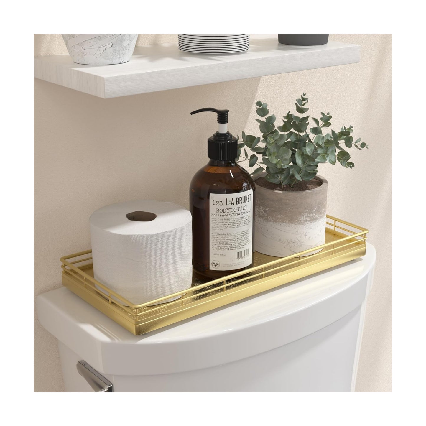13" Wood Toilet Paper Storage Basket Back of Toilet Basket Organizer / All Golden / 13 x 6.5 x 1.5