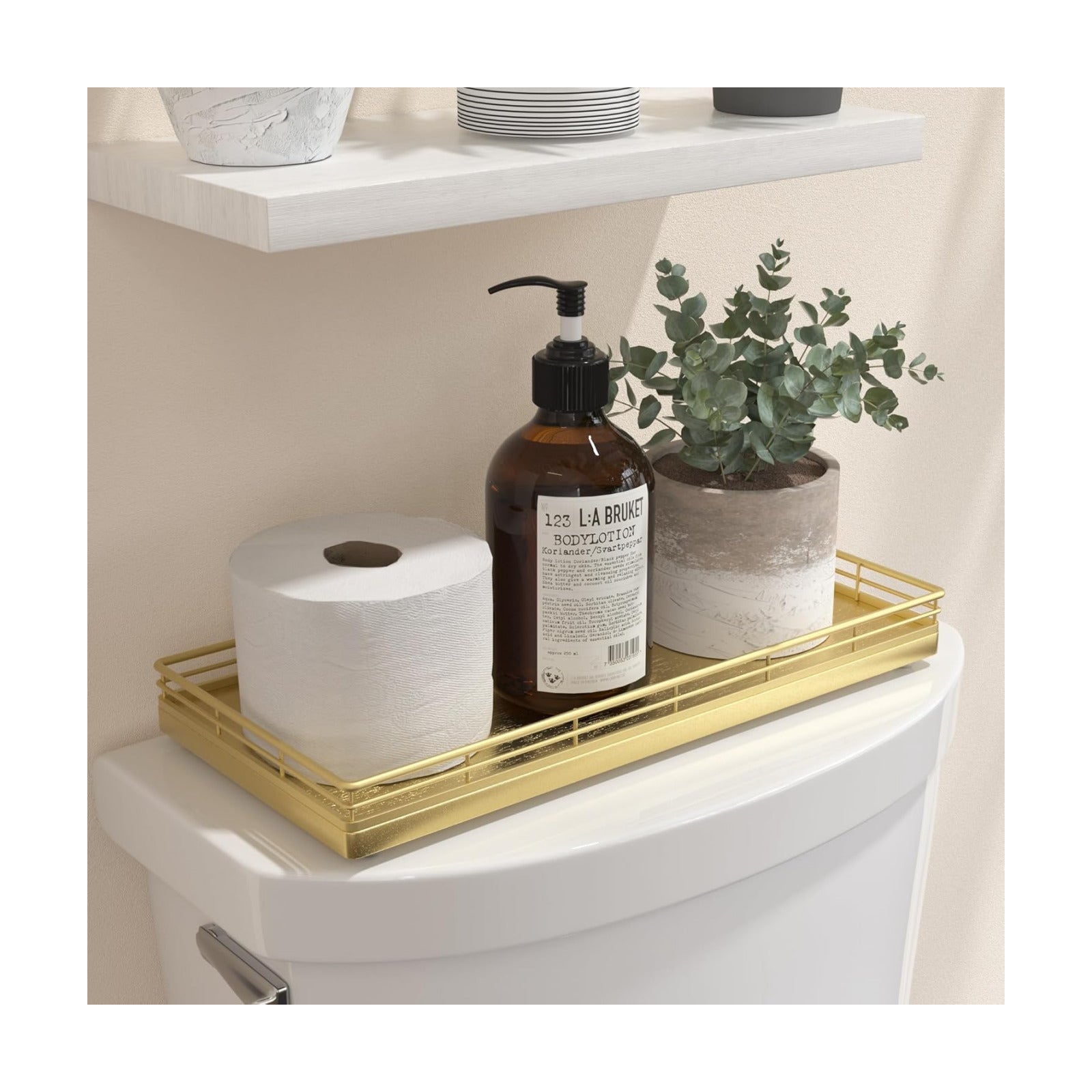 13" Wood Toilet Paper Storage Basket Back of Toilet Basket Organizer / All Golden / 13 x 6.5 x 1.5