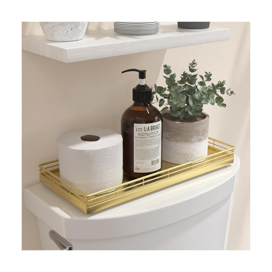 13" Wood Toilet Paper Storage Basket Back of Toilet Basket Organizer / All Golden / 13 x 6.5 x 1.5