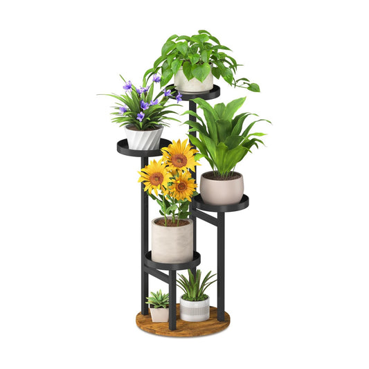 iDavosic.ly 4 Tier Plant Stand Indoor, Corner Tiered Holder Shelf, Brown | Sturdy Tiered Orchid Display Rack, Multiple