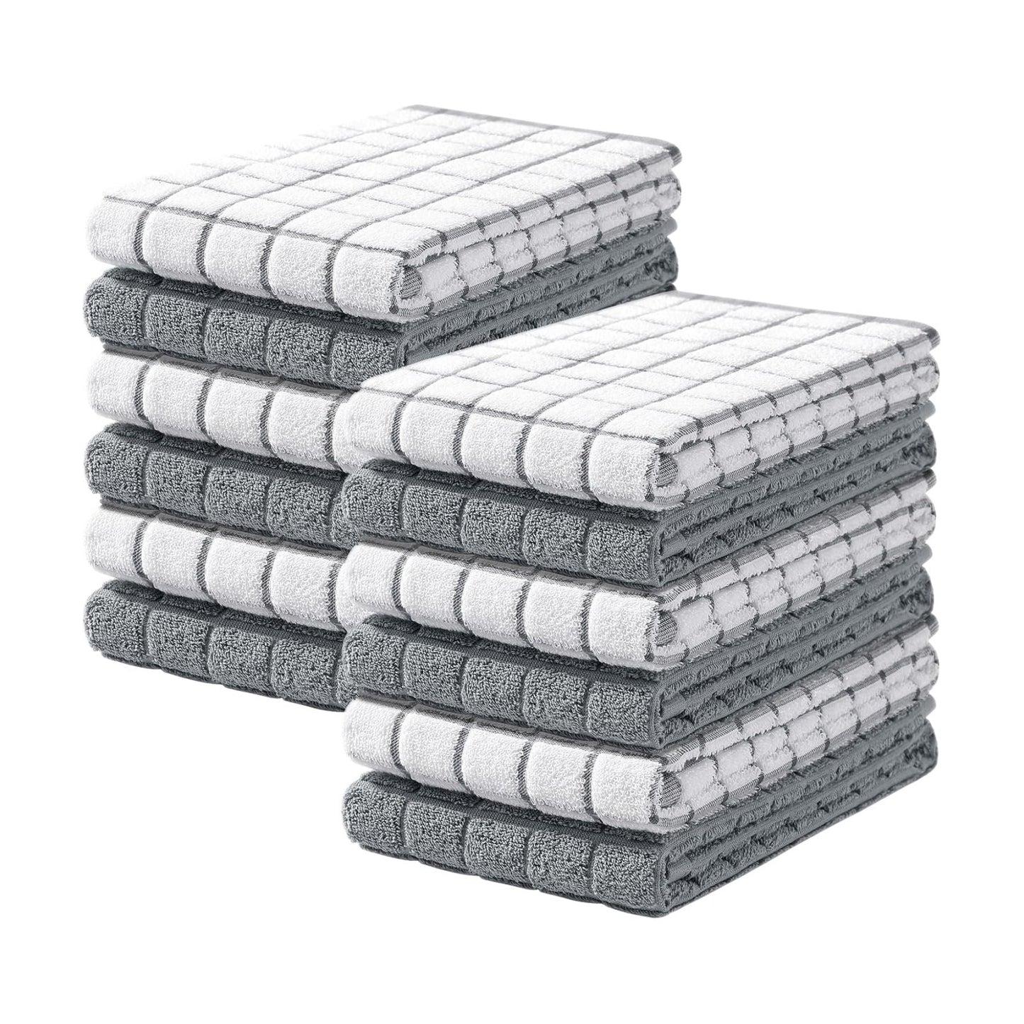 Homaxy Large Premium Cotton Kitchen Towels 16"x 28", 12 Pack, Grey | Natural Ring Spun 390 GSM Dish Towels, Super