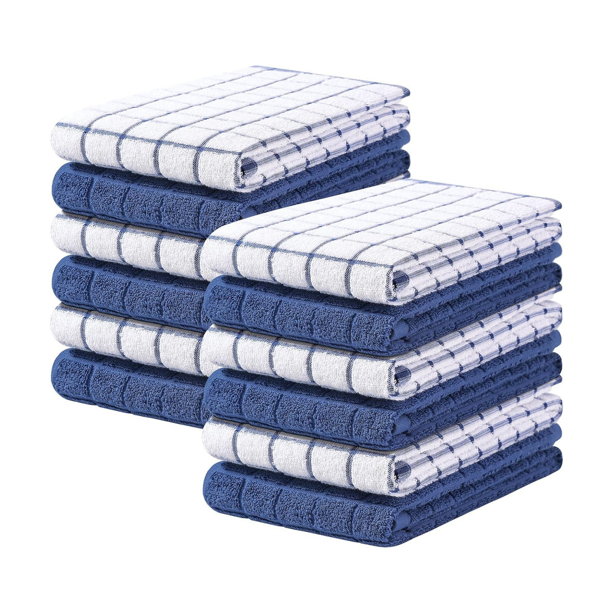 Homaxy Large Premium Cotton Kitchen Towels 16"x 28", 12 Pack, Navy Blue | Natural Ring Spun 390 GSM Dish Towels, Super
