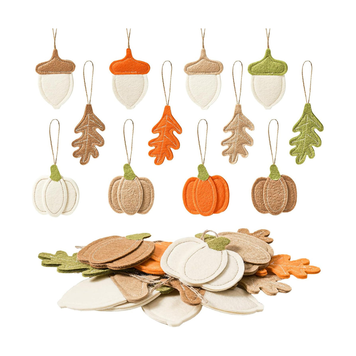DN DECONATION 12PCS Fall Tree Decorations Felt Ornaments for Small Tree