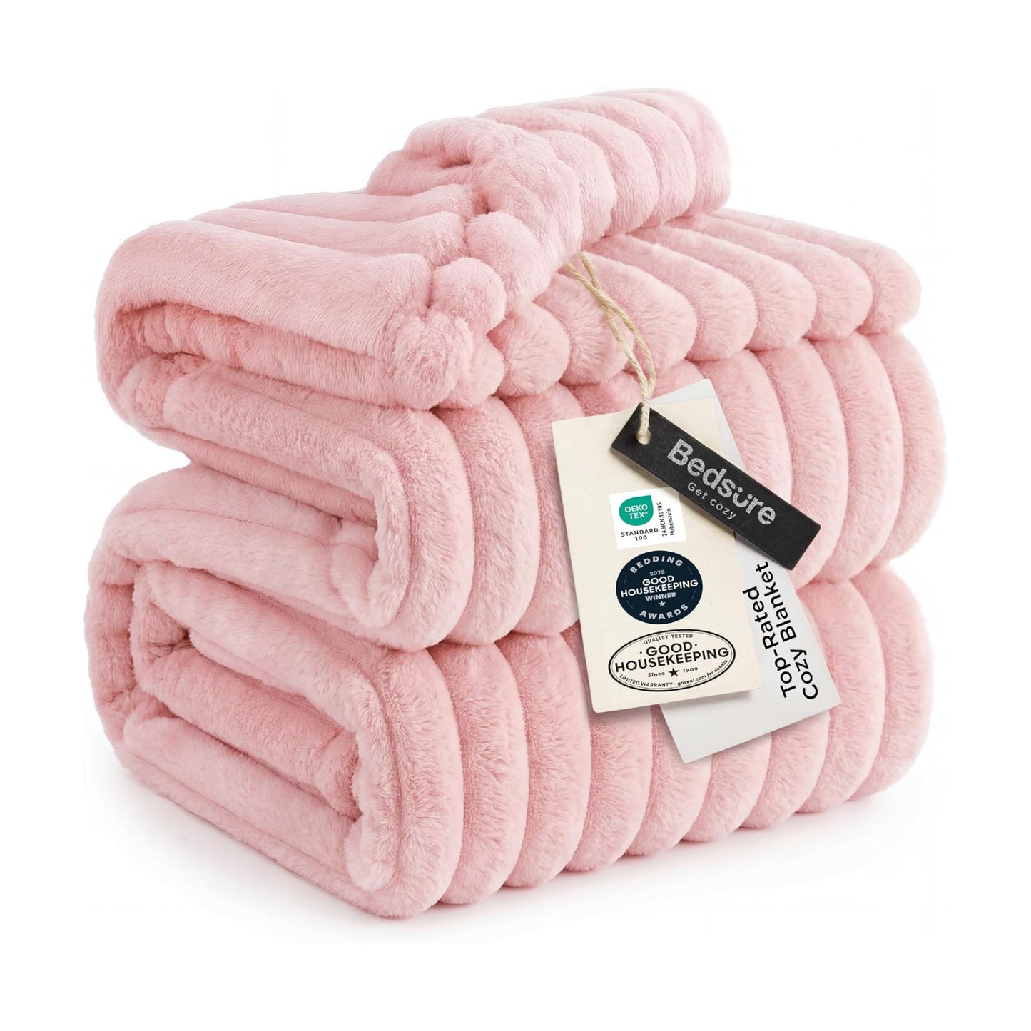 Bedsure Soft Queen Size Blanket for Bed Coral Pink 90"x90"