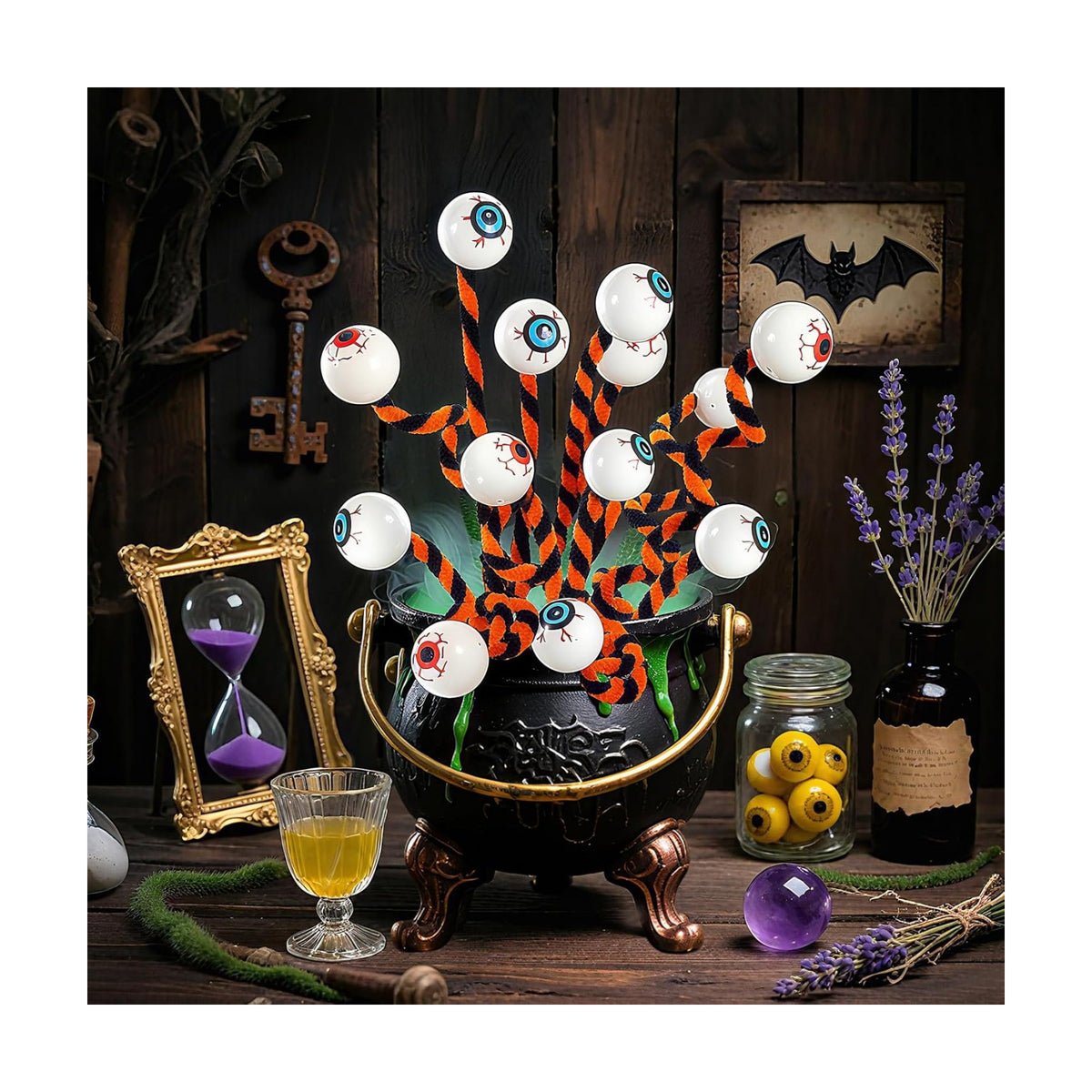 12 Pcs Halloween Eyeball Picks,Bendable Wool Floral Picks Party Decorations