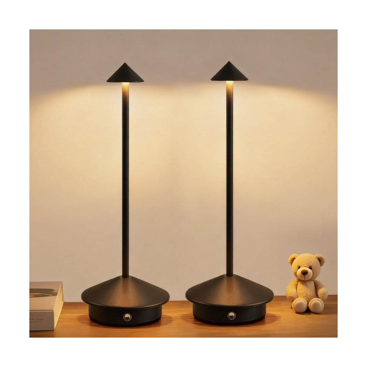 2 Pack Aluminum Cordless Table Lamp, 6000mAh Rechargeable Table Lamps, Portable Touch LED Lamp, Outdoor Waterproof