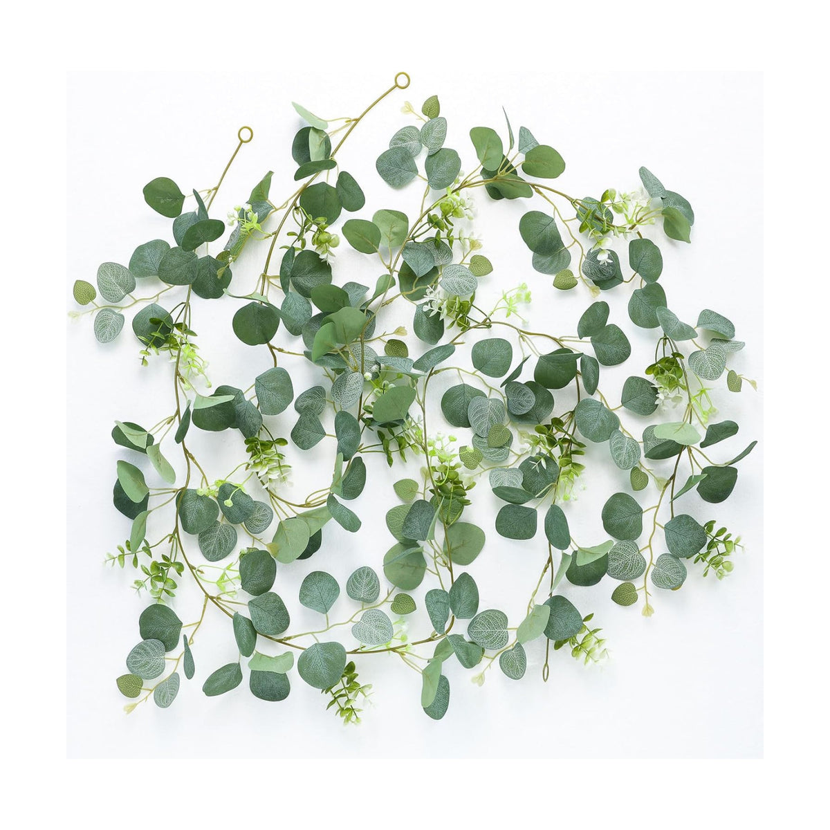 Mizii 2 Strands Artificial Vines Eucalyptus Garland 68" Fake Vine with Silk Leaves Green Garland Faux Hanging Plants Greenery Decoration for Bedroom Room Table Centerpieces Wedding Decor (Greenery)