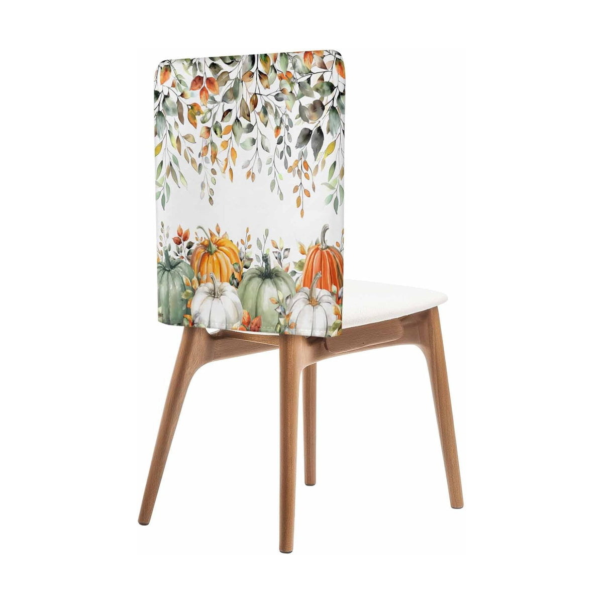 Fall Chair Covers Set of 6 Sage Green Pumpkin Chair Slipcover Protector Removable Stretch Chair Covers Autumn Eucalyptus Leaves Thanksgiving Chair Back Covers for Dining Chairs Kitchen Holiday Party
