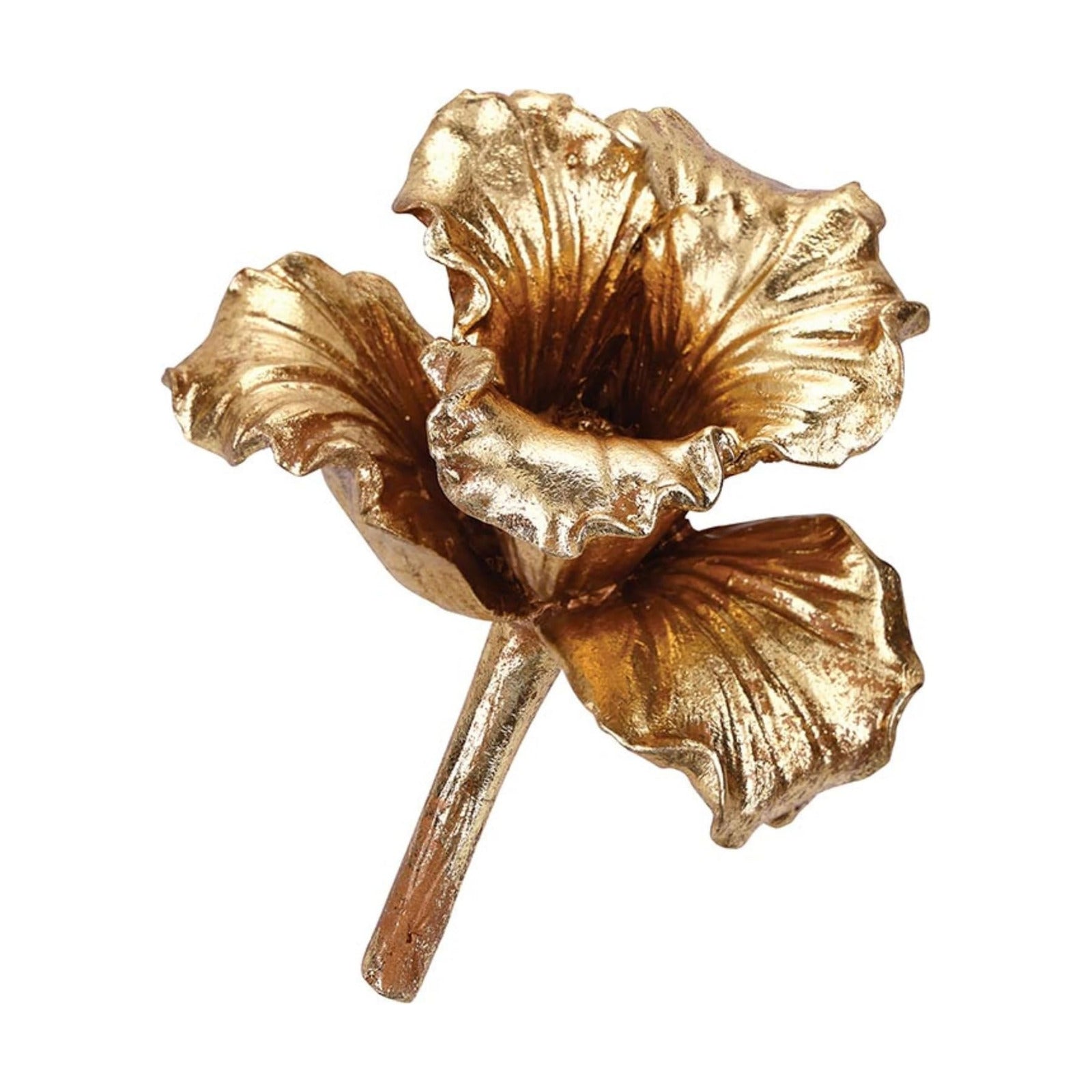 Golden Sculptural Botanical Flower Accent Modern Décor / Gold Lily / 4.75 x 2.5 x 3