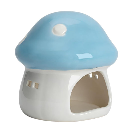 Ceramic Mushroom Aquarium Decor House Betta Fish Tank Accessories Decoration Hideout / Blue / Small