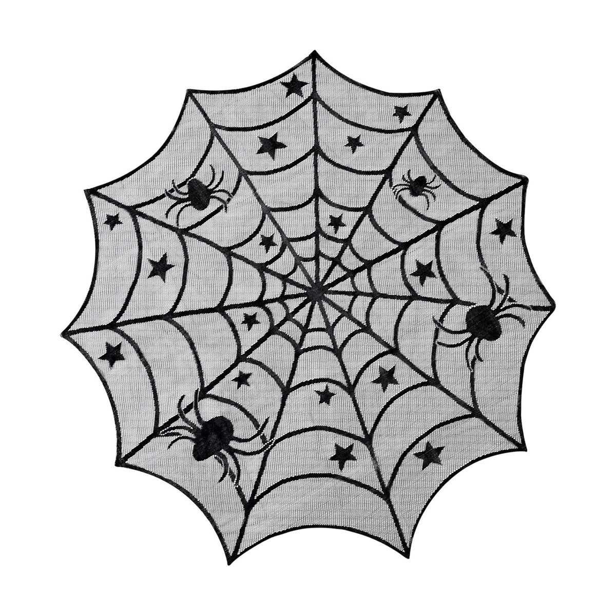 LuoluoHouse Halloween Black Tablecloths Lace Overlay 40" Round Tabletop