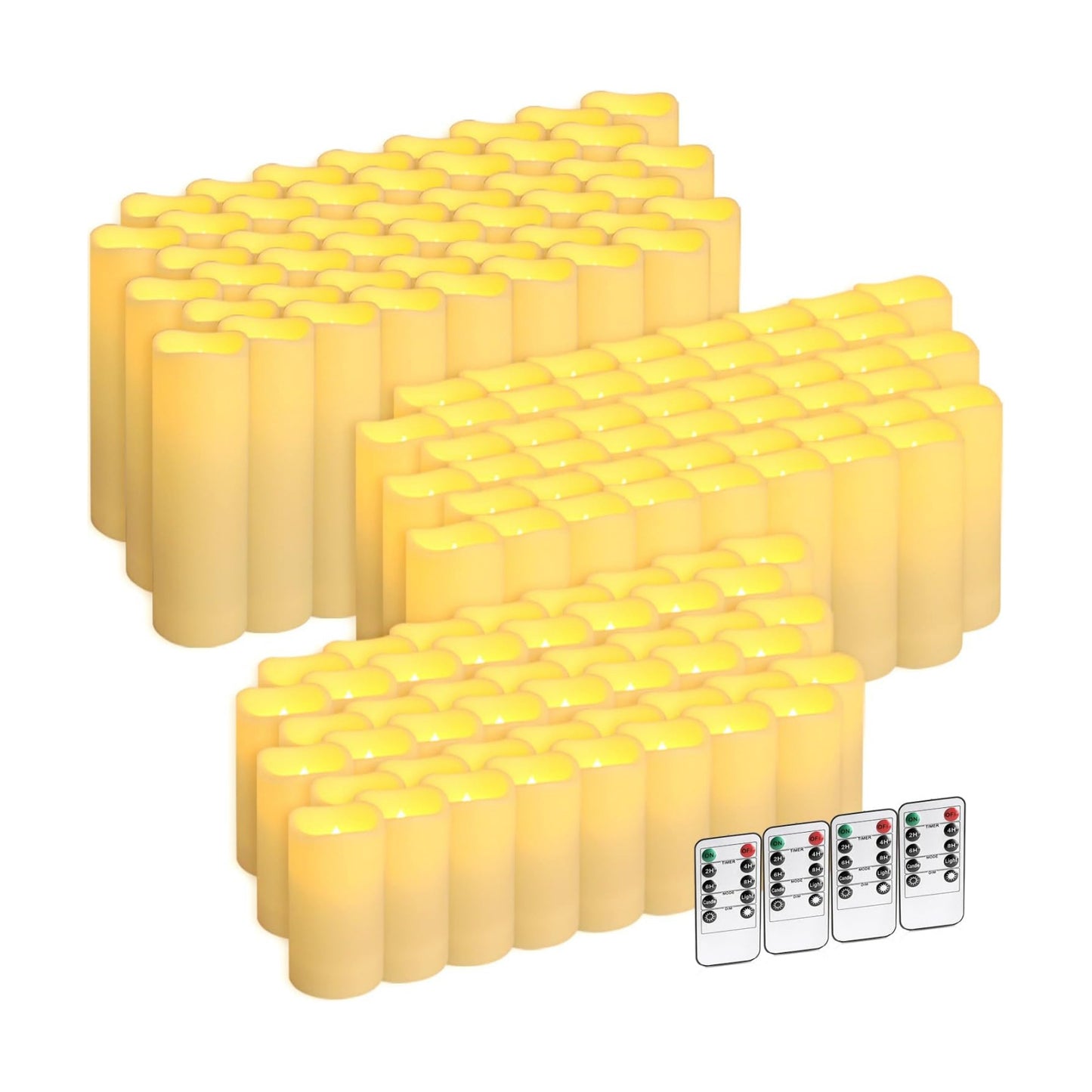 144-Pack LED Flameless Candles with Remote Control - Battery Operated, Timer, Dimmable, 3D Flame Flickering , Perfect