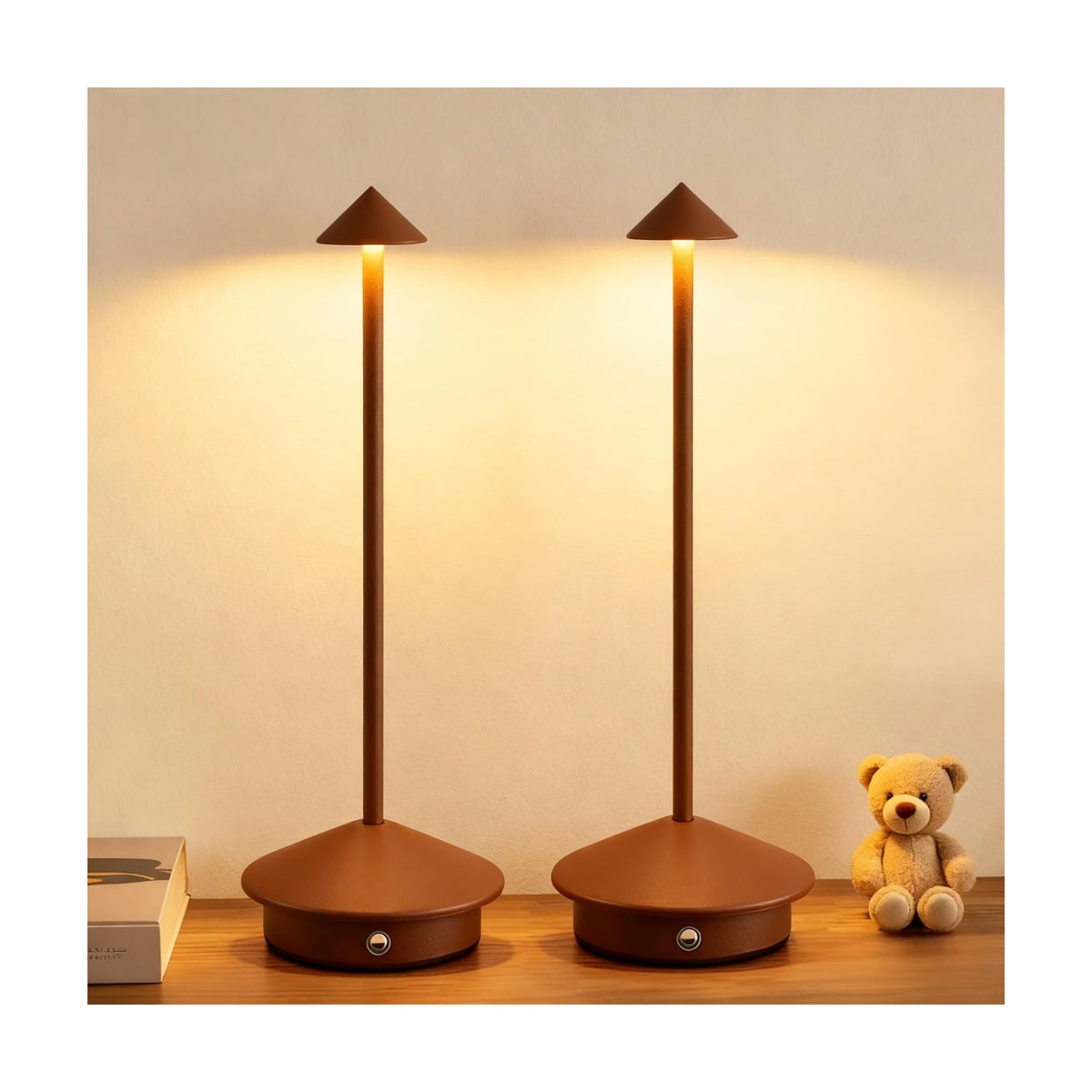 2 Pack Aluminum Cordless Table Lamp, 6000mAh Rechargeable Table Lamps, Portable Touch LED Lamp, Outdoor Waterproof