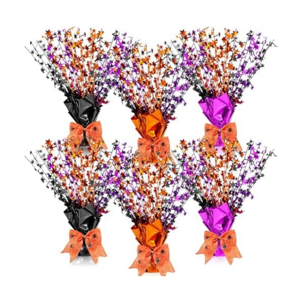 Suncalla 6 Pack Halloween Table Centerpiece Decoration Metallic Black Orange Purple Stars Centerpiece for Party Supplies Table Decoration