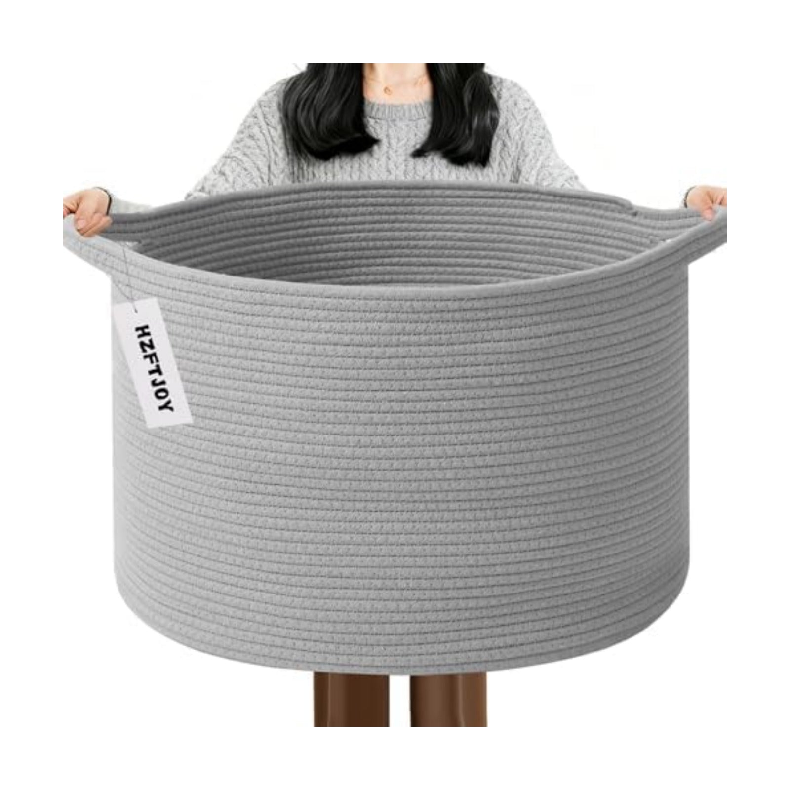 115L Extra Large Blanket Basket,Woven Laundry Basket-Light Grey