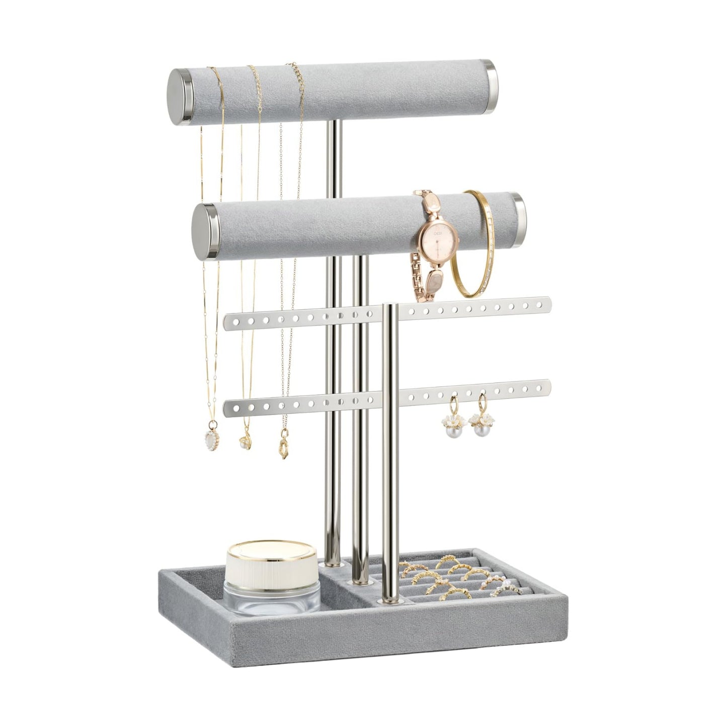 Detachable T Bar Velvet Bracelet Holder / Grey / Standard