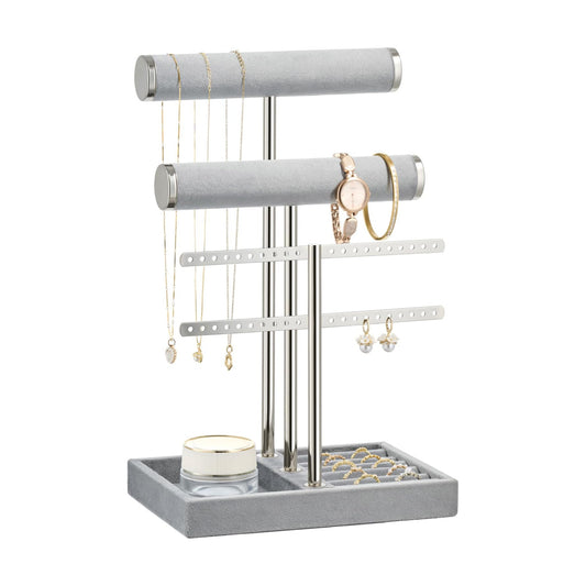 Detachable T Bar Velvet Bracelet Holder / Grey / Standard