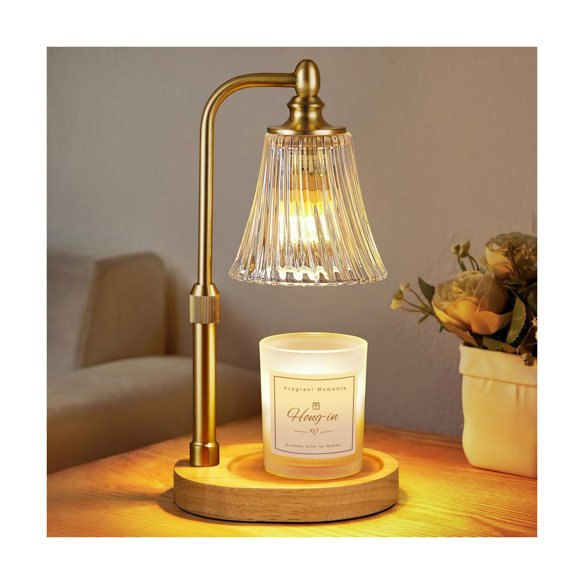 Hong-in Candle Warmer Lamp with Timer,Birthday Gifts for Women Mom Sister | Adjustable Height,Dimmable,Wax Melt Warmer