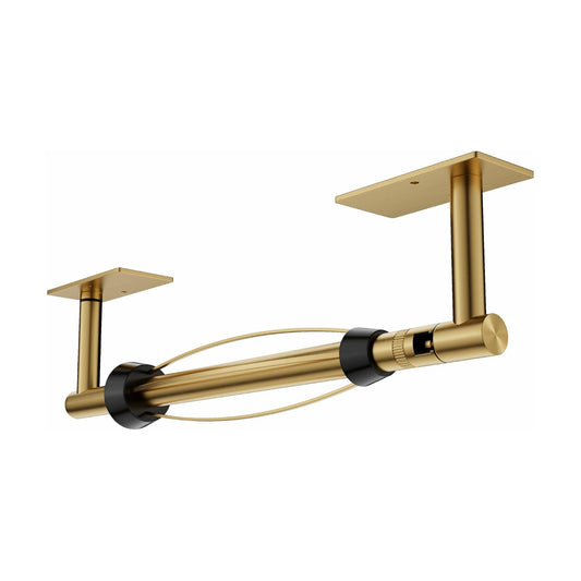 Gold Paper Towel Holder Under Cabinet with Damping Self Adhesive | 304 Stainless Steel Post Pivoting Design Wall