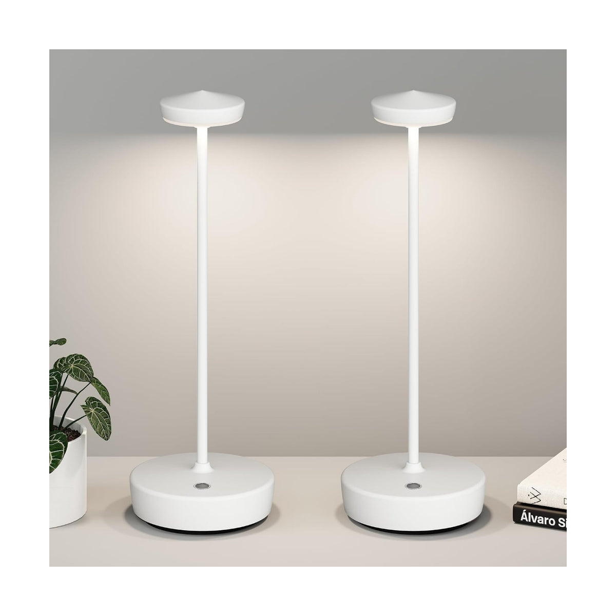 TBBGA Cordless Table Lamp Rechargeable 2 Pack, 5000mAh Battery Table Light | LED, 3 Color Temperatures, Stepless
