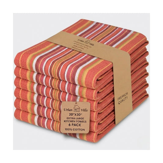 Urban Villa Kitchen Towels Cotton Dish Towels 20”x30” (Set of 6) Rust