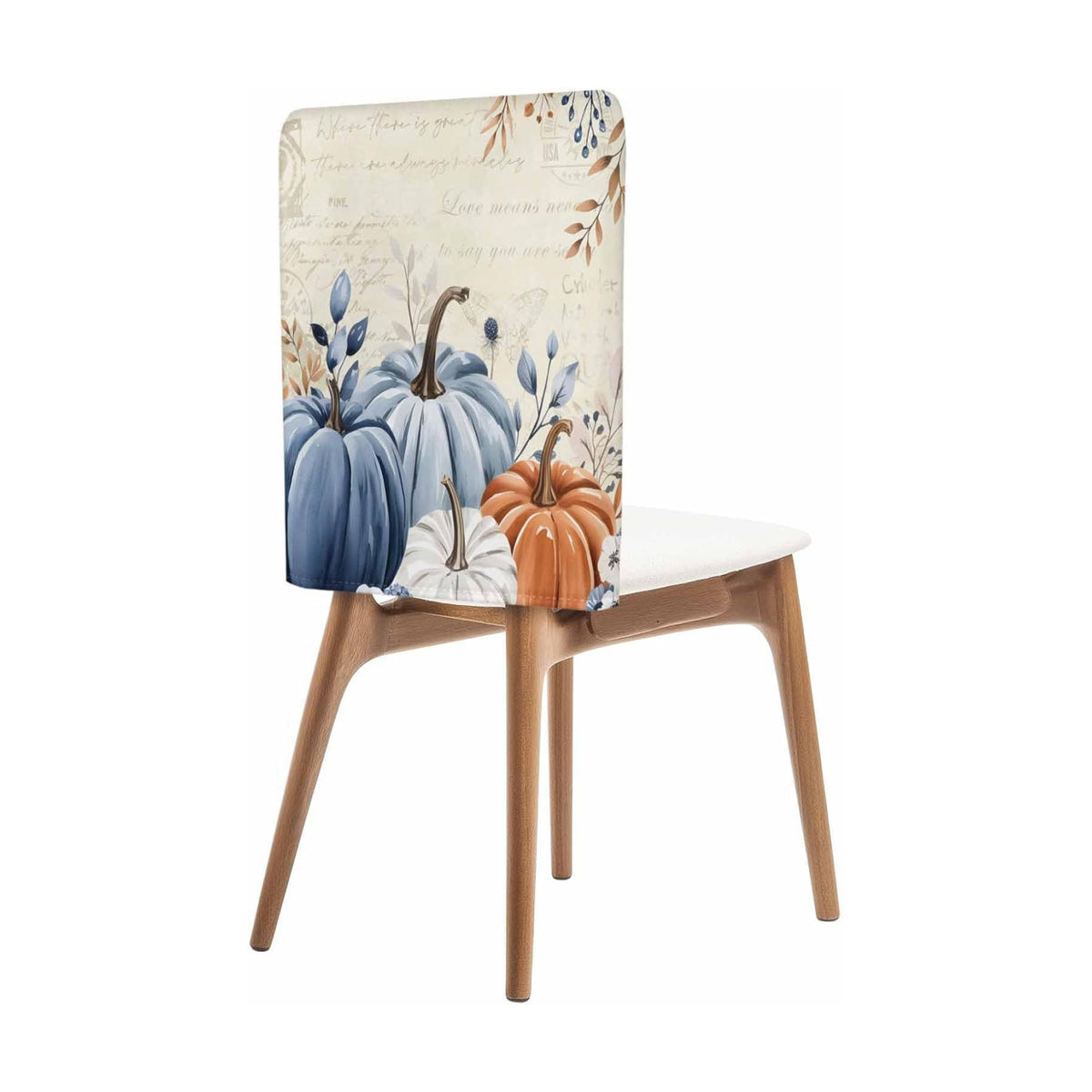Fall Chair Covers Set of 6 Blue Pumpkin Chair Slipcover Protector Removable Stretch Chair Covers Floral Eucalyptus Leaf Thanksgiving Chair Back Covers for Dining Chairs Kitchen Holiday Party Decor