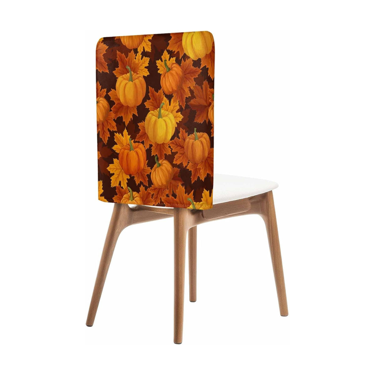Fall Chair Covers Set of 6 Orange Harvest Pumpkin Chair Slipcover Protector Removable Stretch Chair Covers Autumn Maple Leaf Thanksgiving Chair Back Covers for Dining Chairs Kitchen Holiday Party
