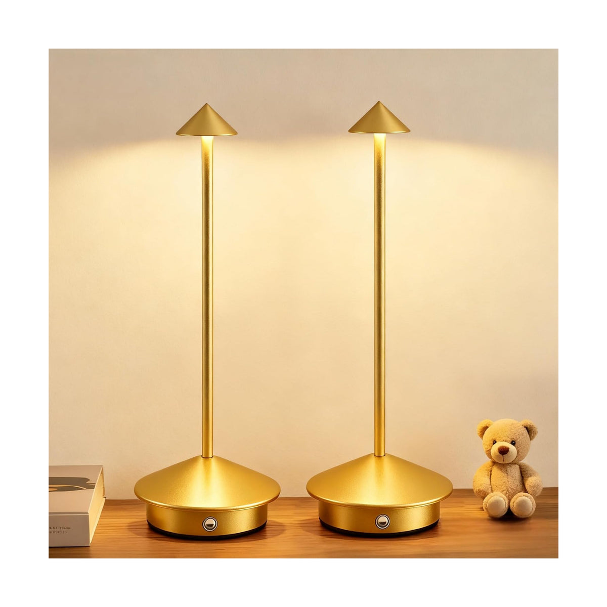 2 Pack Aluminum Cordless Table Lamp, 6000mAh Rechargeable Table Lamps, Portable Touch LED Lamp, Outdoor Waterproof
