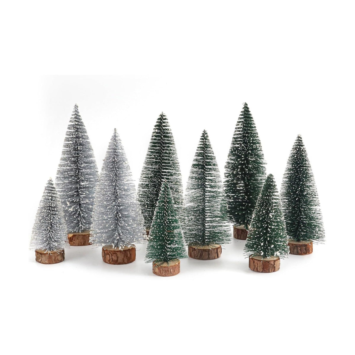 Desktop Miniature Pine Tree Tabletop Christmas Tree Small Pine Tree Decor Christmas Tree Toppers (Green Silver Dark Green)