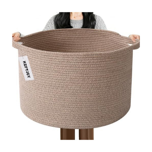 115L Large Blanket Basket,Woven Rope Laundry Basket-Brown