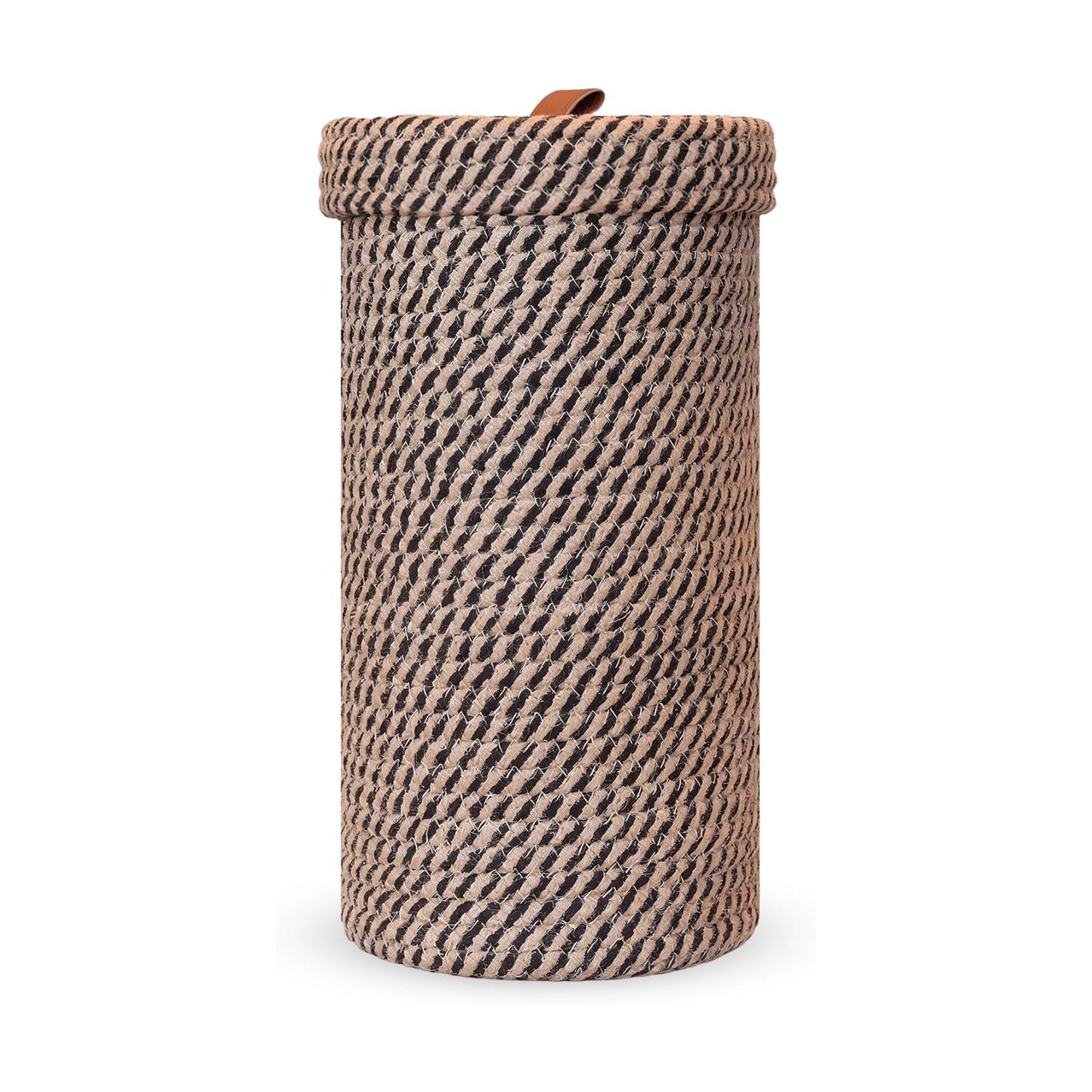 Handmade Cotton & Jute Toilet Paper Holder – Woven Toilet Paper Stand & Storage Basket with Lid, Freestanding Organizer