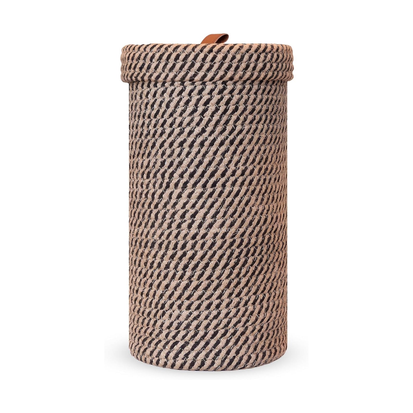 Handmade Cotton & Jute Toilet Paper Holder – Woven Toilet Paper Stand & Storage Basket with Lid, Freestanding Organizer