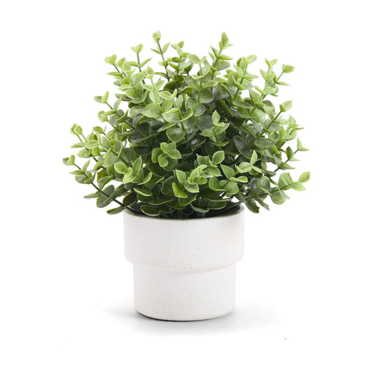 Small Fake Plants 7.45" Eucalyptus Potted Artificial Eucalyptus Plant